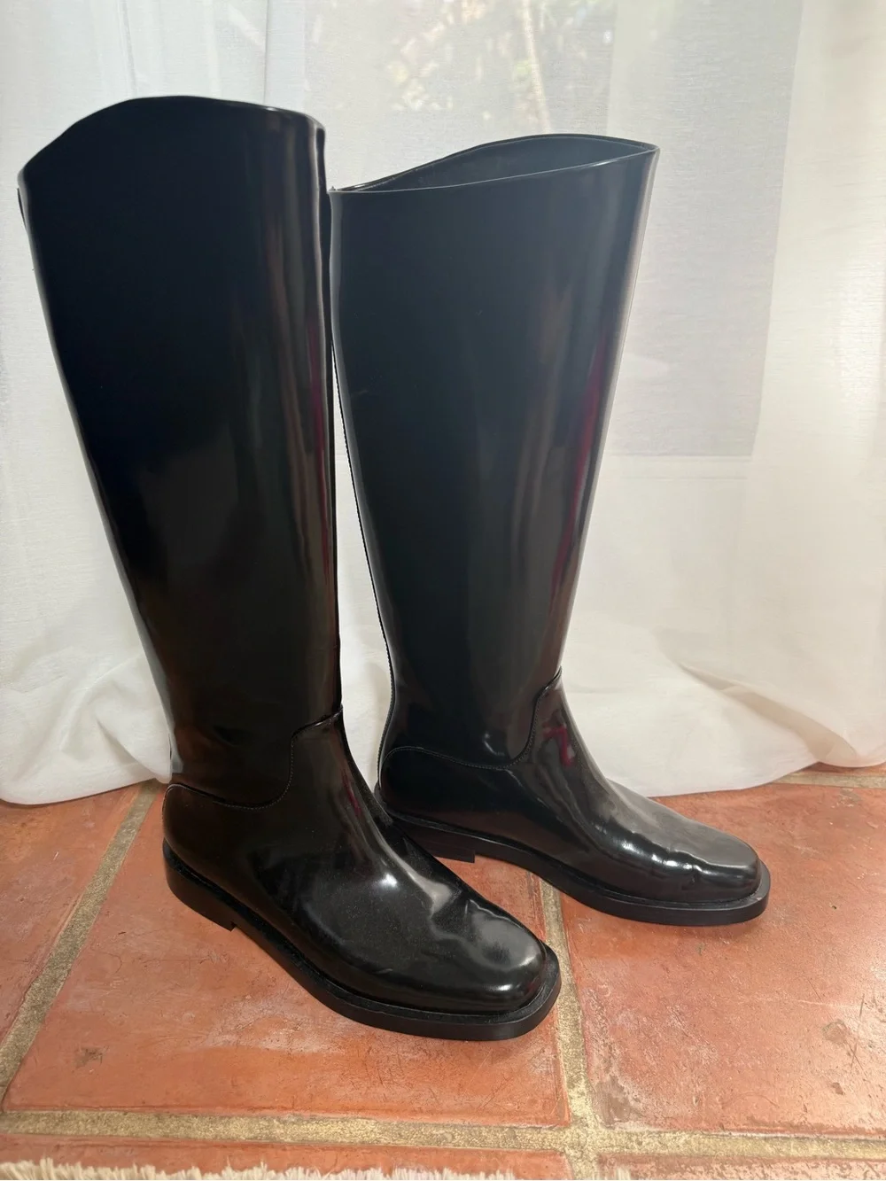 Everlane Black Patent Riding Boots